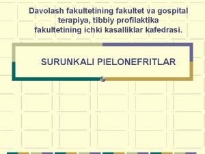 Davolash fakultetining fakultet va gospital terapiya tibbiy profilaktika