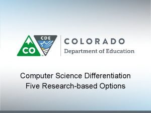 Computer Science Differentiation Five Researchbased Options Overview Five