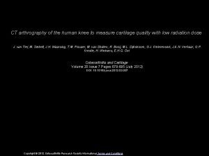 CT arthrography of the human knee to measure