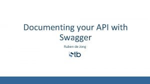 Documenting your API with Swagger Ruben de Jong