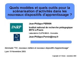 Quels modles et quels outils pour la scnarisation