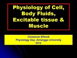 Physiology of Cell Body Fluids Excitable tissue Muscle