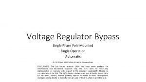 Voltage Regulator Bypass Single Phase Pole Mounted Single