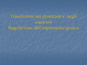 Trascrizione nei procarioti e negli eucarioti Regolazione dellespressione