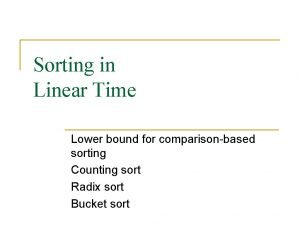 Lower bound for comparison based sorting algorithms