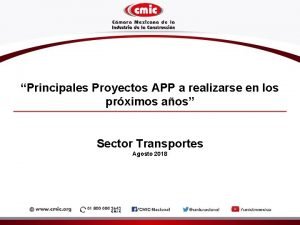 Principales Proyectos APP a realizarse en los prximos