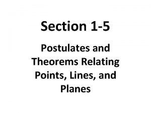 Postulates and theorems relating points lines and planes