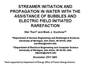 STREAMER INITIATION AND PROPAGATION IN WATER WITH THE