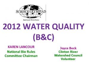 2012 WATER QUALITY BC KAREN LANCOUR National Bio