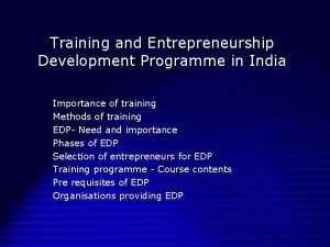 Entrepreneurship training and development