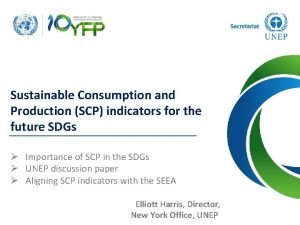 Sustainable Consumption and Production SCP indicators for the