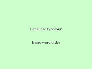 Word order typology