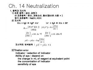 Ch 14 Neutralization 1 1 Na OH KOH