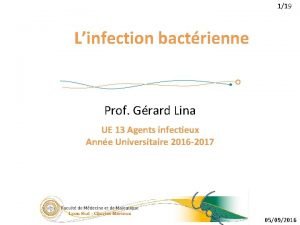 119 Linfection bactrienne Prof Grard Lina UE 13