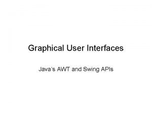 Graphical User Interfaces Javas AWT and Swing APIs