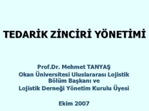 TEDARK ZNCR YNETM Prof Dr Mehmet TANYA Okan