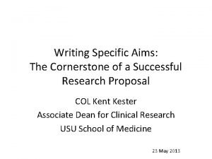 Specific aims research proposal example