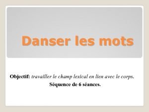 Champ lexical de la danse