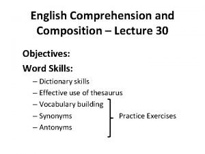 English comprehension and composition