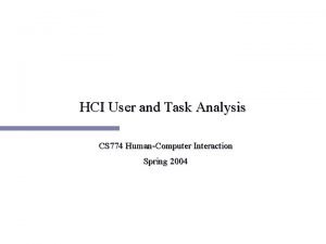 Task analysis in hci