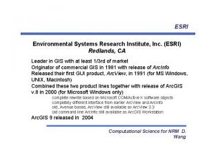 ESRI Environmental Systems Research Institute Inc ESRI Redlands