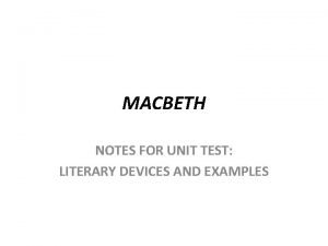Macbeth stylistic devices