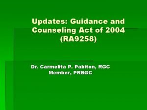 Guidance and counseling act of 2004