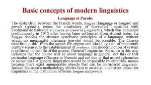 Parole in linguistics