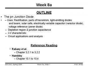 Week 8 a OUTLINE The pn Junction Diode