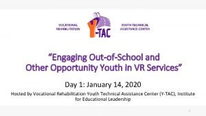 Engaging OutofSchool and Other Opportunity Youth in VR