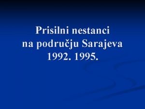 Prisilni nestanci na podruju Sarajeva 1992 1995 PREDMET