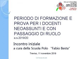 PERIODO DI FORMAZIONE E PROVA PER I DOCENTI