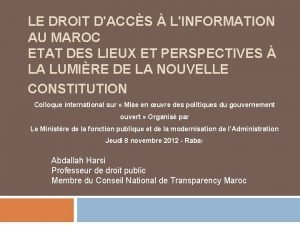 LE DROIT DACCS LINFORMATION AU MAROC ETAT DES