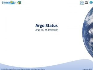 Argo Status Argo TC M Belbeoch JCOMM Observation