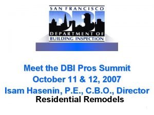 Meet the DBI Pros Summit October 11 12