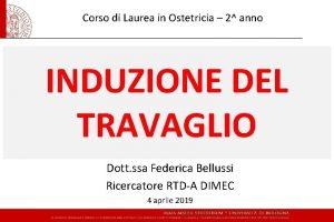 Corso di Laurea in Ostetricia 2 anno INDUZIONE