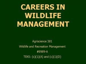 Careers in wildlife management
