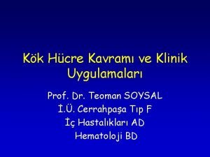 Kk Hcre Kavram ve Klinik Uygulamalar Prof Dr