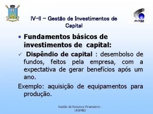 l Vll Gesto de Investimentos de Capital Fundamentos