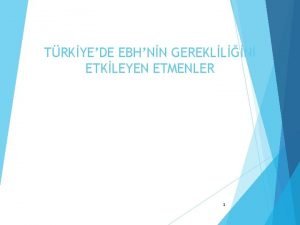 TRKYEDE EBHNN GEREKLLN ETKLEYEN ETMENLER 1 Trkiyede EBH