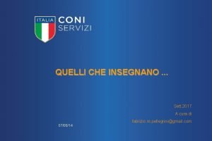 QUELLI CHE INSEGNANO Sett 2017 A cura di