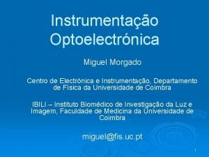 Instrumentao Optoelectrnica Miguel Morgado Centro de Electrnica e