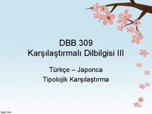 DBB 309 Karlatrmal Dilbilgisi III Trke Japonca Tipolojik