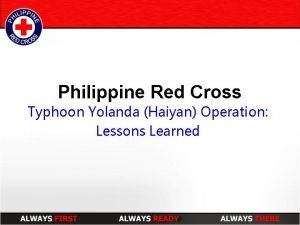 Philippine Red Cross Typhoon Yolanda Haiyan Operation Lessons