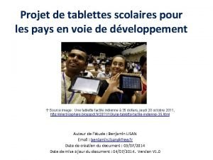 Projet de tablettes scolaires pour les pays en