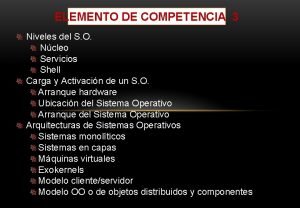 ELEMENTO DE COMPETENCIA 3 Niveles del S O