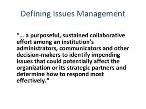 Chase and jones issues management model