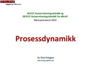 IA 3112 Automatiseringsteknikk og EK 3112 Automatiseringsteknikk for