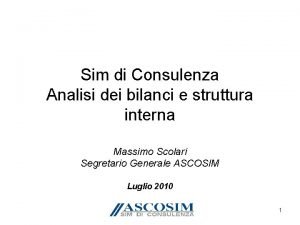 Sim di Consulenza Analisi dei bilanci e struttura