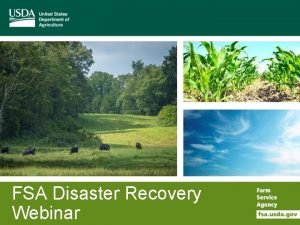 FSA Disaster Recovery Webinar Webinar Agenda Emergency Loan